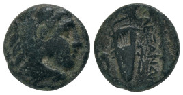 KINGS OF MACEDON. temp. Philip III – Antigonos I Monophthalmos. (Circa 323-310 BC). AE. Uncertain mint in Western Asia Minor. Obv: Head of Herakles ri...