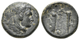 KINGS OF MACEDON. temp. Philip III – Antigonos I Monophthalmos. (Circa 323-310 BC). AE. Uncertain mint in Western Asia Minor. Obv: Head of Herakles ri...