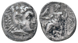 KINGS of MACEDON. Alexander III The Great. (336-323 BC). AR. Drachm. Sardes.
Obv : Head of Herakles right, wearing lion skin.
Rev : AΛEΞANΔPOY. Zeus...