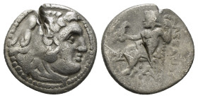 KINGS of MACEDON. Alexander III "the Great" 336-323 BC, Drachm, AR Obv : Head of Herakles right, wearing lion skin.
Rev : AΛEΞANΔPOY. Zeus seated lef...
