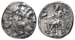 KINGS of MACEDON. Alexander III "the Great" 336-323 BC, Drachm, AR Obv : Head of Herakles right, wearing lion skin.
Rev : AΛEΞANΔPOY. Zeus seated lef...