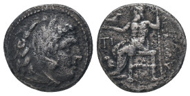 KINGS of MACEDON. Alexander III "the Great" 336-323 BC, Drachm, AR. Sardes? Struck under Philip III Arrhidaios Obv : Head of Herakles right, wearing l...