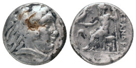 KINGS of MACEDON. Alexander III "the Great" 336-323 BC, Drachm, AR Obv : Head of Herakles right, wearing lion skin.
Rev : AΛEΞANΔPOY. Zeus seated lef...