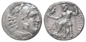KINGS of MACEDON. Alexander III "the Great" 336-323 BC, Drachm, AR Obv : Head of Herakles right, wearing lion skin.
Rev : AΛEΞANΔPOY. Zeus seated lef...