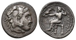 KINGS of MACEDON. Alexander III "the Great" 336-323 BC, Drachm, AR Obv : Head of Herakles right, wearing lion skin.
Rev : AΛEΞANΔPOY. Zeus seated left...