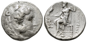 KINGS of MACEDON. Alexander III "the Great" 336-323 BC, Tetradrachm, AR
Obv: Head of Herakles right, wearing lion skin
Rev: AΛΕΞΑΝΔΡΟΥ, Zeus seated le...