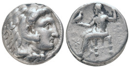 KINGS of MACEDON. Alexander III "the Great" 336-323 BC, Tetradrachm, AR
Obv: Head of Herakles right, wearing lion skin
Rev: AΛΕΞΑΝΔΡΟΥ, Zeus seated ...