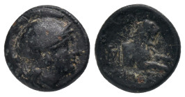 KINGS of THRACE.Lysimachos.(305-281 BC). AE.
Obv : Helmeted head of Athena right.
Rev : ΒΑΣΙΛΕΟΣ ΛΥΣΙΜΑΧΟΥ.
Forepart of a lion right, in left field...