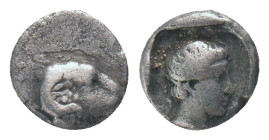 TROAS. Kebren. (387-310 BC). AR. Obol. Obv: Youthful male head right Rev: Ram’s head right. Klein 313. Condition : Good very fine.
Weight : 0.48 g
D...