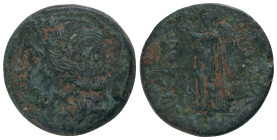 KINGS of BITHYNIA. Prusias I (238-183 BC). AE.
Obv : Laureate head of Apollo left.
Rev : BAΣIΛEΩΣ ΠΡΟYΣIOY.
Helmeted Athena-Nike standing left, hol...
