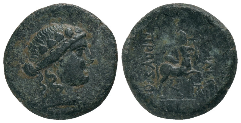 KINGS of BITHYNIA. Prusias II. (182-149 BC). AE.
Obv : Wreathed head of Dionyso...