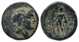 KINGS of BITHYNIA.Prusias II.(182-149 BC). AE.
Obv : Head of Prusias II to right, wearing winged diadem.
Rev : ΒΑΣΙΛΕΩΣ ΠΡΟYΣΙΟΥ. Herakles standing ...