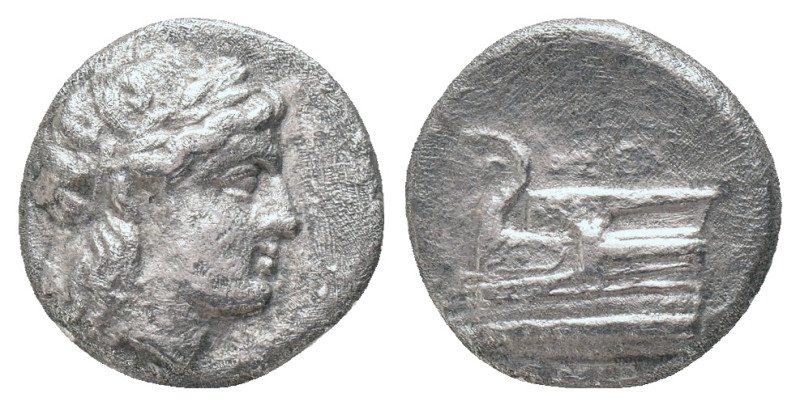 BITHYNIA. Kios. (350-300 BC). AR. Hemidrachm. Obv: Head of Apollo right, wearing...