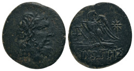 PAPHLAGONIA. Sinope. (100-85 BC). AE. Obv : Laureate head of Zeus right.
Rev : ΣΙΝΩΠΗΣ. Eagle standing left on thunderbolt, head to right, AE monogra...