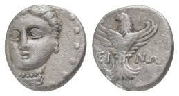 PAPHLAGONIA. Sinope. 410-375 BC). AR. Trihemiobol Obv: Head of Nymph Sinope facing slightly left Rev: ΣΙΝΩ, sea eagle standing facing, wings spread, h...