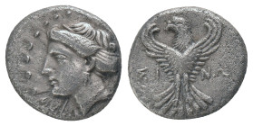 PAPHLAGONIA. Sinope. 410-375 BC). AR. Hemidrachm Obv: Head of Nymph Sinope left Rev: ΣΙΝΩ, sea eagle standing facing, wings spread, head turned left. ...
