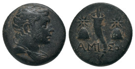 PONTOS. Amisos. Struck under Mithradates VI. (120-111 BC). AE.
Obverse : Draped bust of Perseus right
Reverse : AMI ΣOY; cornucopia; pilos surmounte...
