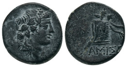 PONTOS. Amisos. Struck under Mithradates VI (Circa 100-95 or 90-80 BC). AE. Obv: Head of Dionysos right, wearing ivy wreath. Rev: AMIΣOV. Thyrsos lean...