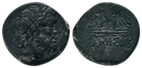 PONTOS. Amisos. (100-85 BC). AE
Obv: Laureate head of Zeus right.
Rev: AMIΣOV. Eagle, with head right, standing left on thunderbolt; monogram to lef...