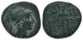 PONTOS. Amisos. (111-105 or 95-90 BC). Struck under Mithradates VI Eupator.
Obv: Helmeted head of Ares right.
Rev: AMI - ΣOV. Sword in sheath; monog...
