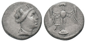 PONTOS. Amisos. (Late 5th-4th centuries BC). AR. Drachm
Obv: Head of Hera right, wearing turreted crown
Rev: Eagle, with spread wings, standing faci...