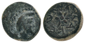 PONTOS. Pharnakeia. ( 85-65 BC). AE.
Obv : Draped bust of Mên right, wearing phrygian cap and with crescents on shoulders.
Rev : ΦΑ - Ρ / Ν - Α / ΚΕ...