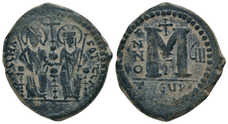 JUSTIN II and SOPHIA.(565-578).Antioch.Follis.
Obv : DN IVSTINVS PP AVG.
Justi...