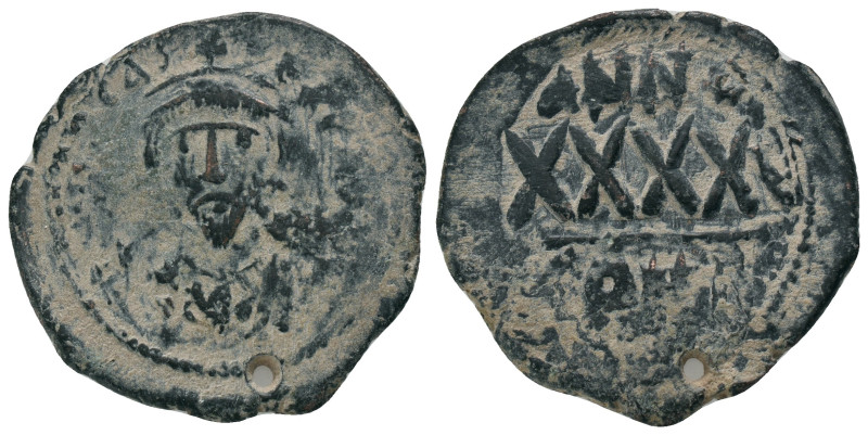 PHOCAS. 602-610 AD. Constantinople mint.AE Follis. DM FOCAE PP AVG, crowned, man...