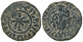 CILICIAN ARMENIA. Hetoum I.(1226-1270).Sis.Tank.
Obv : King seated facing on lion's throne, with globus cruciger and sceptre. Armenian legend around....