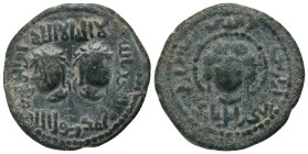 ARTUQID of MARDIN.Najim al-Din Alpi.(1152-1176).No mint & No Date.AE Dirhem. ﻣﻠﻚ ﺩﻳﺎﺭ ﺑﻜﺮ Ruler of Diyarbakir
Obv : لا اله الا الله / محمد رسول الله ...