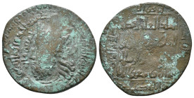 ARTUQID of KAYFA & AMID.Qutb al-Din Sukman II.1185-1200 AD.Hisn Kayfa Mint. 581 AH.AE Dirhem
Obverse : Sassanian style bust ( Shahpur I ) left; mint f...