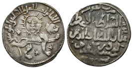 SELJUQ of RUM.Kaykhusraw II.(1211-1220).Konya.AH 639.Dirhem.
Obv : Lion advancing right, three stars around, above, personification of sun above.
Rev ...