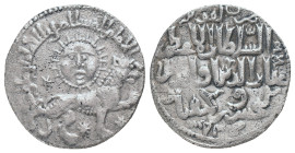 SELJUQ of RUM.Kaykhusraw II.(1211-1220). Konya. AH 639. Dirhem.
Obv : Lion advancing right, three stars around, above, personification of sun above....