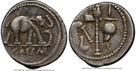 Julius Caesar, as Dictator (49-44 BC). AR denarius (17mm, 3.76 gm, 11h). NGC Choice VF 4/5 - 4/5. Military mint traveling with Caesar in northern Ital...
