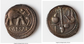 Julius Caesar, as Dictator (49-44 BC). AR denarius (17mm, 3.91 gm, 7h). NGC Choice VF 4/5 - 4/5, bankers mark. Military mint traveling with Caesar in ...