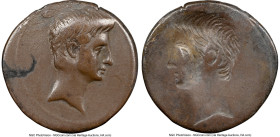 Octavian, as Imperator and Triumvir (43-33 BC). AR denarius (19mm, 3.75 gm, 12h). NGC Choice Fine 3/5 - 2/5, brockage, edge cut, light smoothing. Unce...