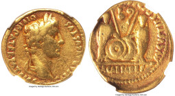 Augustus (27 BC-AD 14). AV aureus (20mm, 7.70 gm, 10h). NGC Fine 3/5 - 3/5. Lugdunum, 2 BC-AD 4. CAESAR AVGVSTVS-DIVI F PATER PATRIAE, laureate head o...