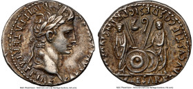 Augustus (27 BC-AD 14). AR denarius (18mm, 3.89 gm, 11h). NGC Choice XF 4/5 - 3/5. Lugdunum, 2 BC-AD 4. CAESAR AVGVSTVS-DIVI F PATER PATRIAE, laureate...