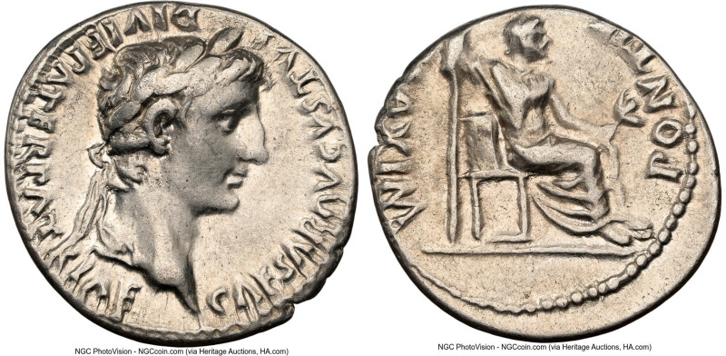 Augustus (27 BC-AD 14). AR denarius (19mm, 3.69 gm, 11h). NGC VF 4/5 - 4/5. Lugd...