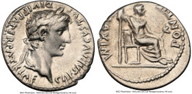Augustus (27 BC-AD 14). AR denarius (19mm, 3.69 gm, 11h). NGC VF 4/5 - 4/5. Lugdunum, AD 13-14. CAESAR AVGVSTVS-DIVI F PATER PATRIAE, laureate head of...