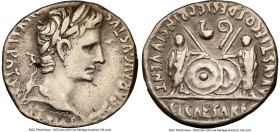 Augustus (27 BC-AD 14). AR denarius (18mm, 1h). NGC VF, edge scuff. Lugdunum, 2 BC-AD 4. CAESAR AVGVSTVS-DIVI F PATER PATRIAE, laureate head of August...
