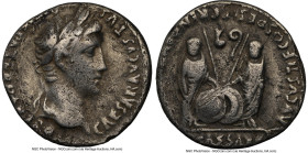 Augustus (27 BC-AD 14). AR denarius (18mm, 10h). NGC Choice Fine. Lugdunum, 2 BC-AD 4. CAESAR AVGVSTVS-DIVI F PATER PATRIAE, laureate head of Augustus...