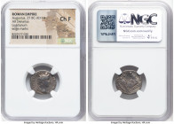 Augustus (27 BC-AD 14). AR denarius (18mm, 11h). NGC Choice Fine, scuffs, edge marks. Lugdunum, 2 BC-AD 4. CAESAR AVGVSTVS-DIVI F PATER PATRIAE, laure...
