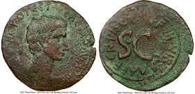 Augustus (27 BC-AD 14). AE as (29mm, 6h). NGC VF, die shift. Rome, Cn. Piso Cn. f., moneyer, ca. 15 BC. CAESAR•AVGVSTVS-TRIBVNIC•POTEST•, bare head of...