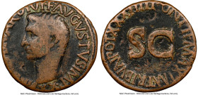 Augustus (27 BC-AD 14). AE as (27mm, 1h). NGC VG, scratches. Rome, AD 10-12. IMP•CAESAR•DIVI•F•AVGVSTVS•IMP XX, bare head of Divus Augustus left / TRI...