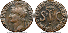 Tiberius (AD 14-37). AE as (26mm, 10.67 gm, 12h). NGC Choice Fine 5/5 - 3/5, edge marks. Rome, AD 34-35. TI CAESAR DIVI AVG F AVGVST IMP VIII, laureat...