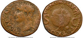 Tiberius (AD 14-37). AE as (26mm, 11h). NGC Fine. Rome, AD 34-35. TI CAESAR DIVI AVG F AVGVST IMP VIII, laureate head of Tiberius left / PONTIF-MAX TR...