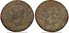 Nero Claudius Drusus (died 9 BC). AE sestertius (36mm, 5h). NGC VG. Rome, ca. AD 41-50(?). NERO CLAVDIVS DRVSVS GERMANICVS IMP, bare head of Nero Clau...