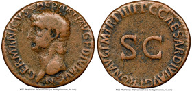 Divus Germanicus (died AD 19). AE as (27mm, 7h). NGC Fine. Rome, AD 39-40. GERMANICVS CAESAR TI AVGVST F DIVI AVG N, bare head of Germanicus left / C ...