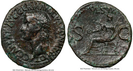Gaius (Caligula) (AD 37-41). AE as (29mm, 7h). NGC VF, smoothing. Rome, AD 37-38. C•CAESAR•AVG•GERMANICVS•PON•M•TR•POT, bare head of Caligula left / V...